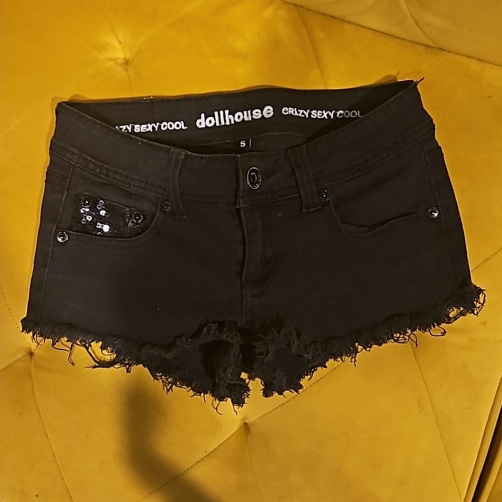 Small  Black Dollhouse Mini Shorts - Picture 3 of 5